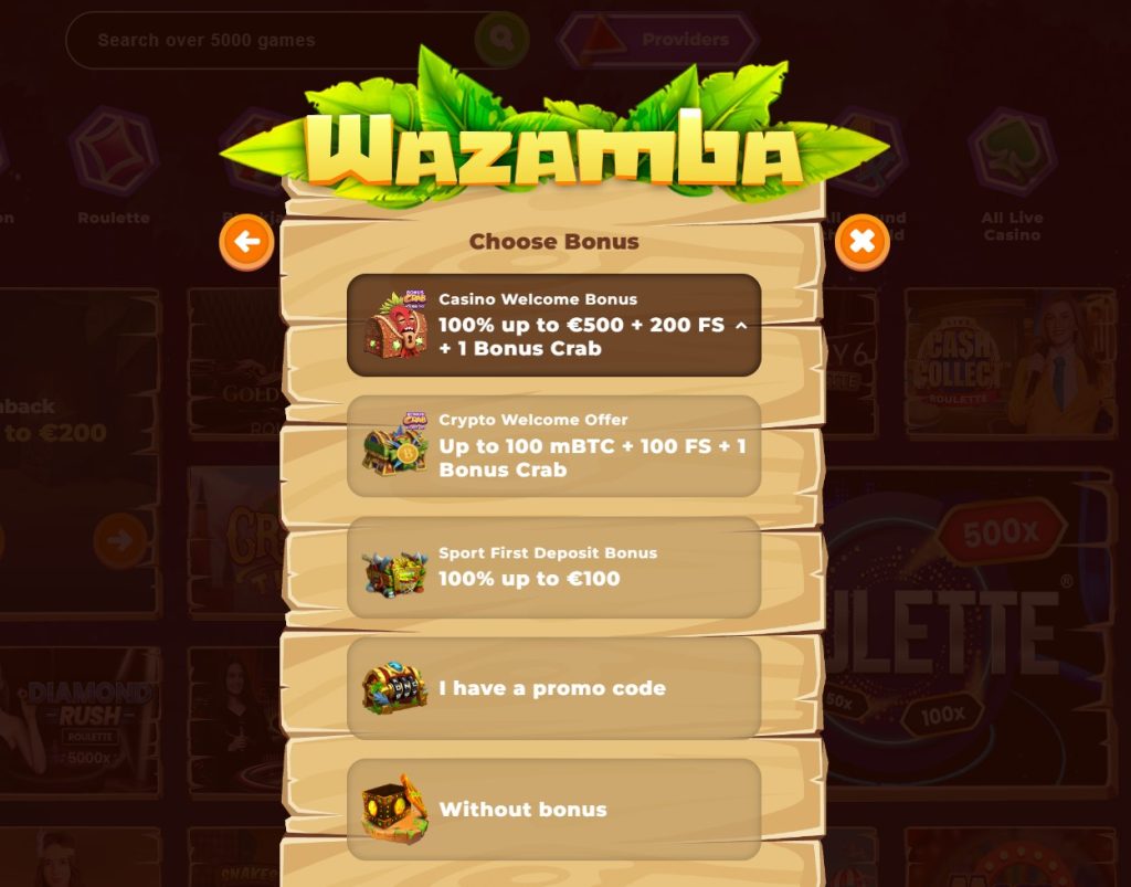 Wazamba bonus